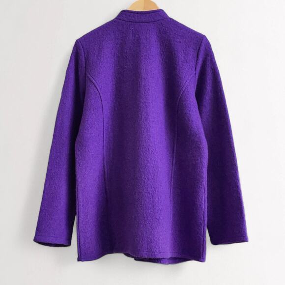 Vintage 100% Felted Boiled Wool Blazer Jacket M/P Purple Retro Grunge Coat - Picture 9 of 9